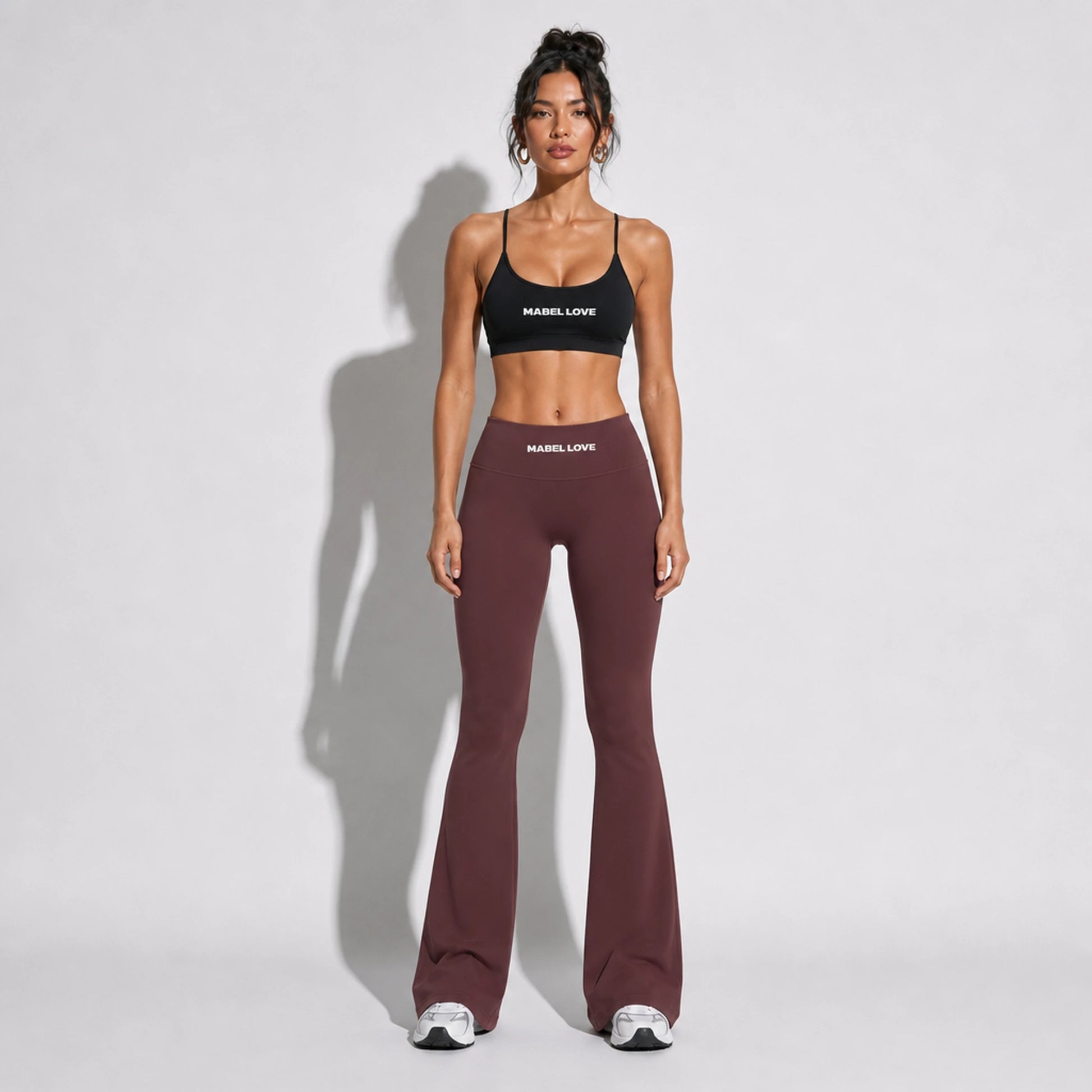 Set — Infinity bra + Scrunch Butt Leggings Plum Purple front on-model 2048 (floor-length flare)