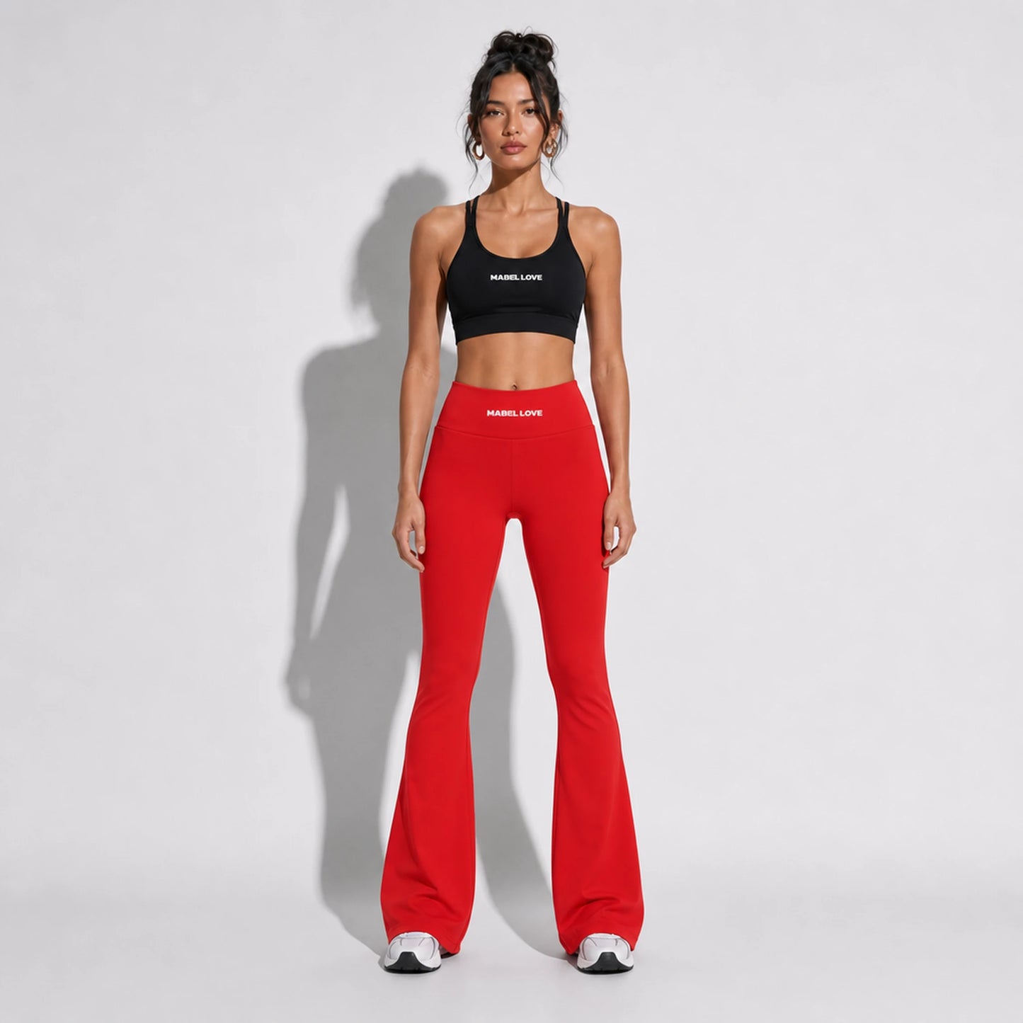 Set — Infinity bra + Scrunch Butt Leggings Red front on-model 2048 (floor-length flare)