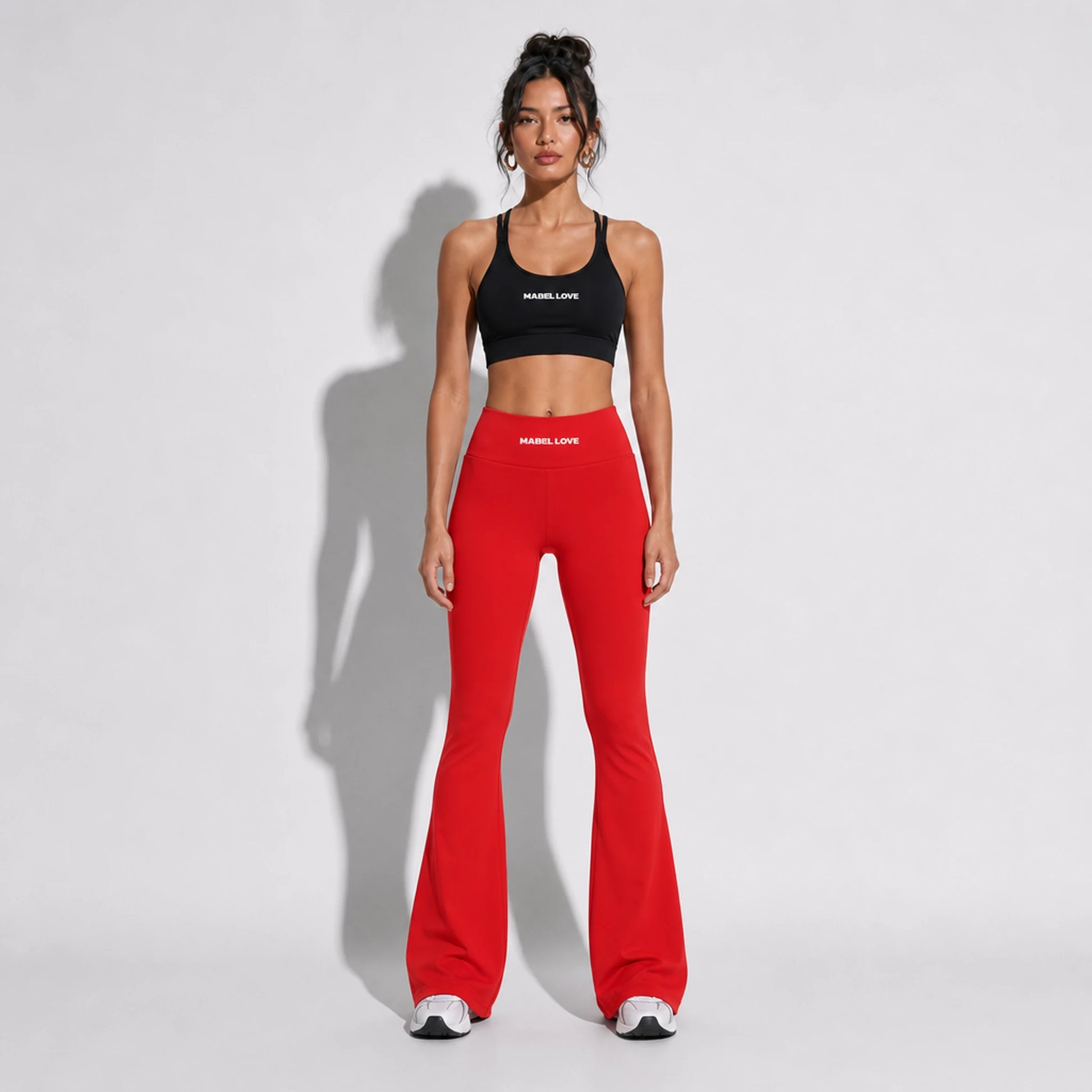 Set — Infinity bra + Scrunch Butt Leggings Red front on-model 2048 (floor-length flare)