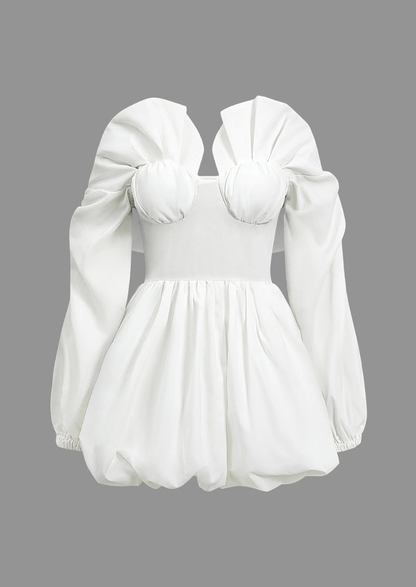 Irregular Puff Sleeve Mini Dress