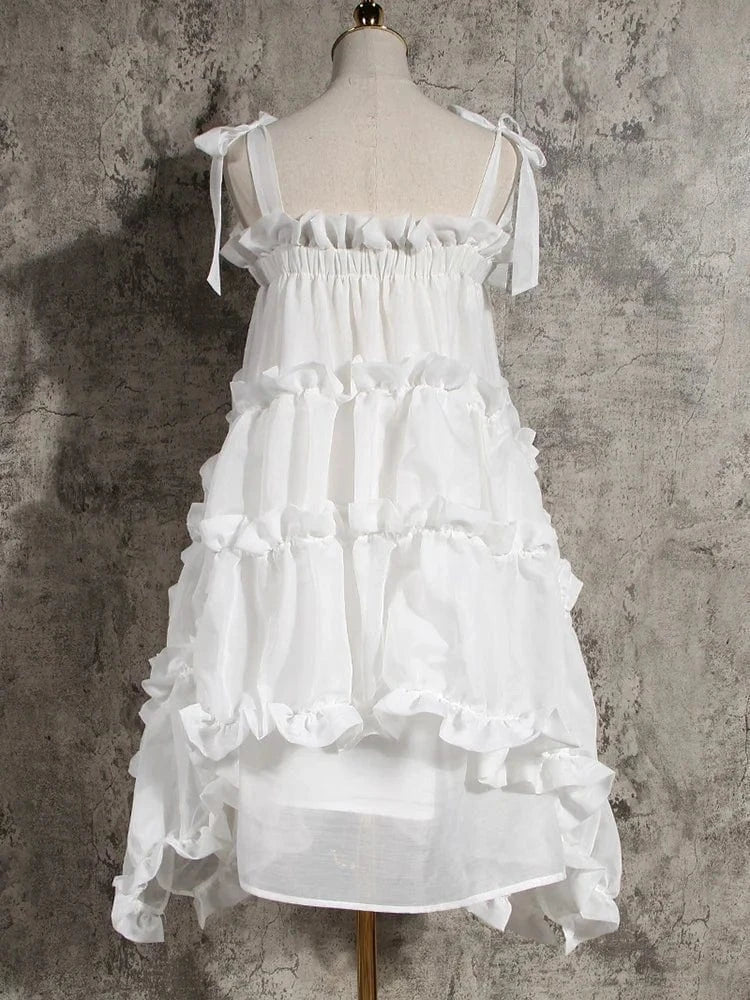 Irregular Ruffles Spaghetti Strap Dress