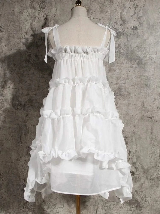 Irregular Ruffles Spaghetti Strap Dress
