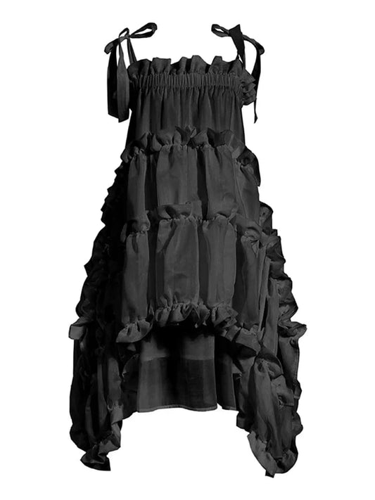 Irregular Ruffles Spaghetti Strap Dress