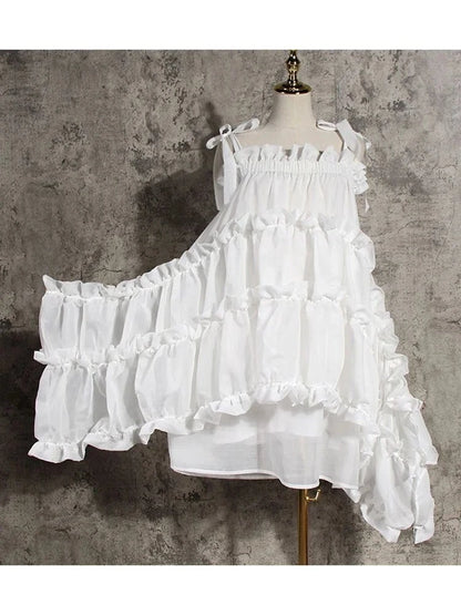 Irregular Ruffles Spaghetti Strap Dress