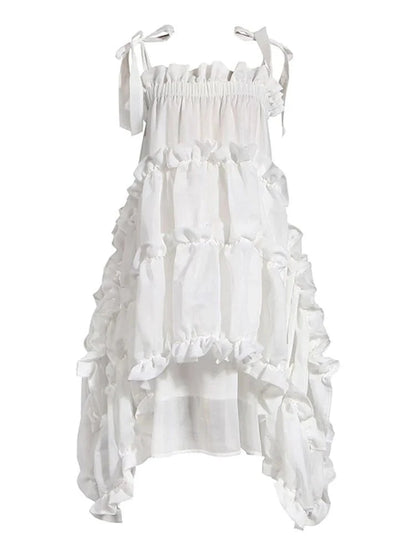 Irregular Ruffles Spaghetti Strap Dress