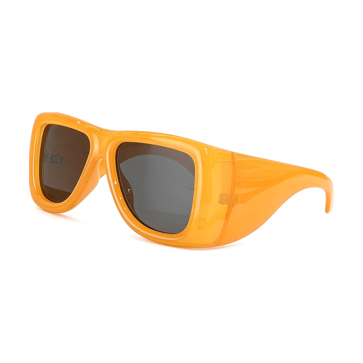 Oversized Square Sunglasses — jelly orange gray front