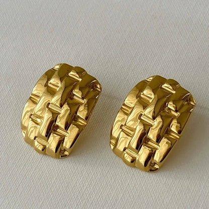 Kaia Earrings – 18k Gold Plated Woven Studs