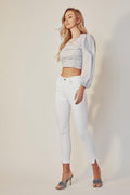 HIGH RISE ANKLE SKINNY WHITE JEANS, [product type]