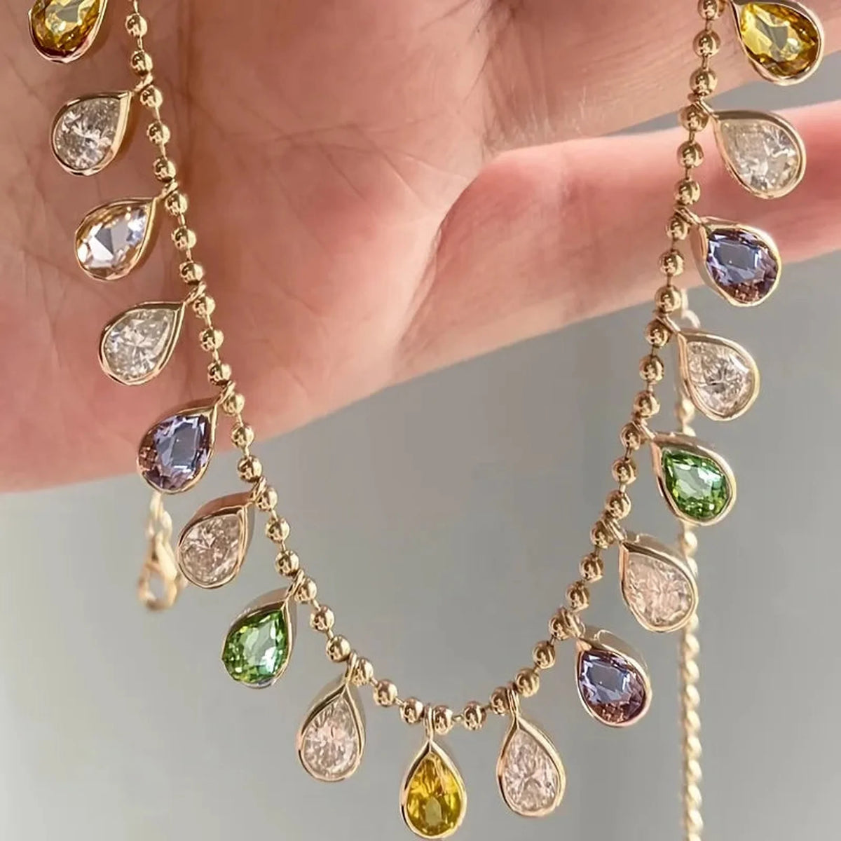 Multicolour Teardrop Crystal Necklace — lifestyle 01
