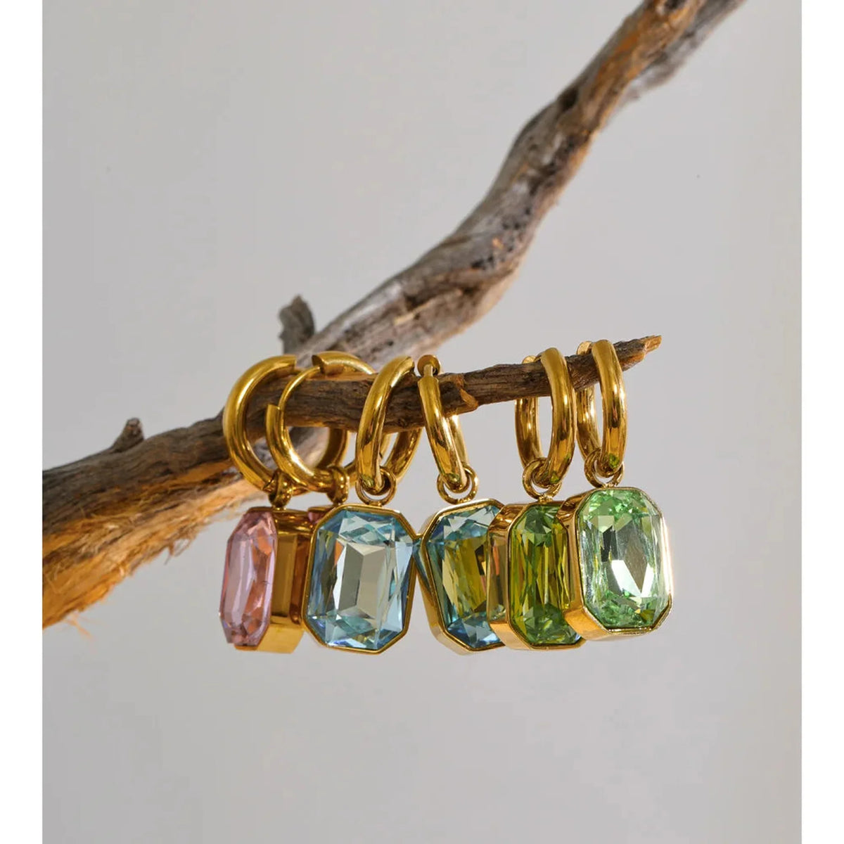 Crystal Drop Huggie Hoop Earrings — lifestyle 02