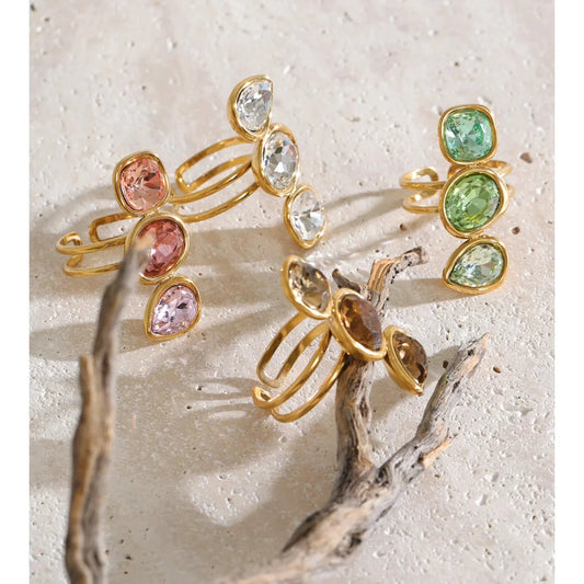 Three Stone Adjustable Crystal Ring — lifestyle 02