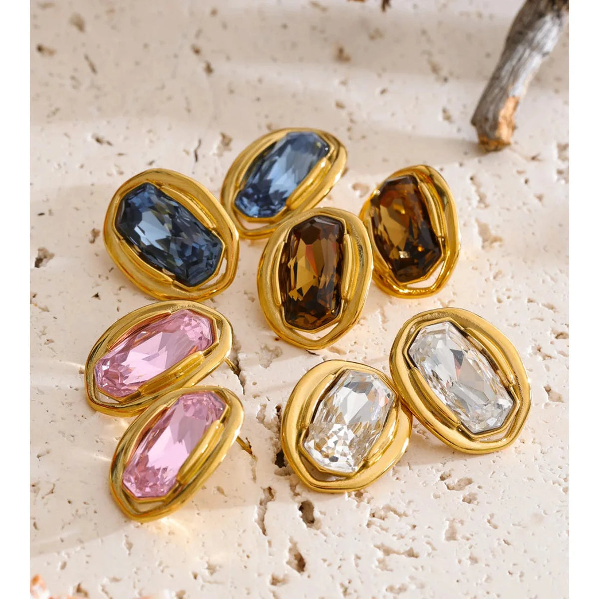 Molten Bezel Crystal Stud Earrings — lifestyle 02