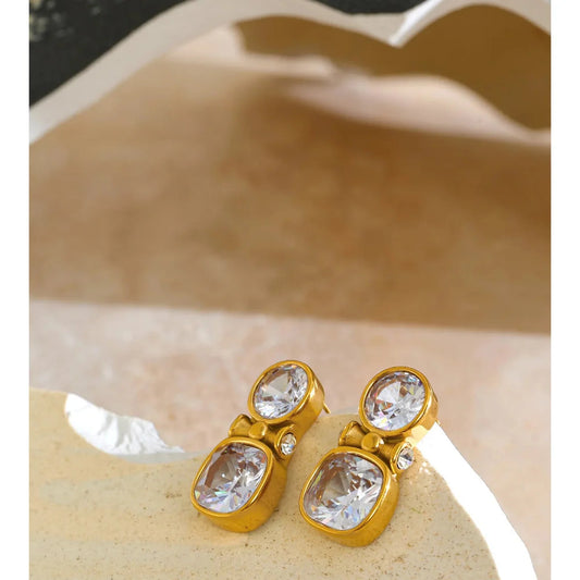 Double Crystal Stud Earrings — lifestyle 02
