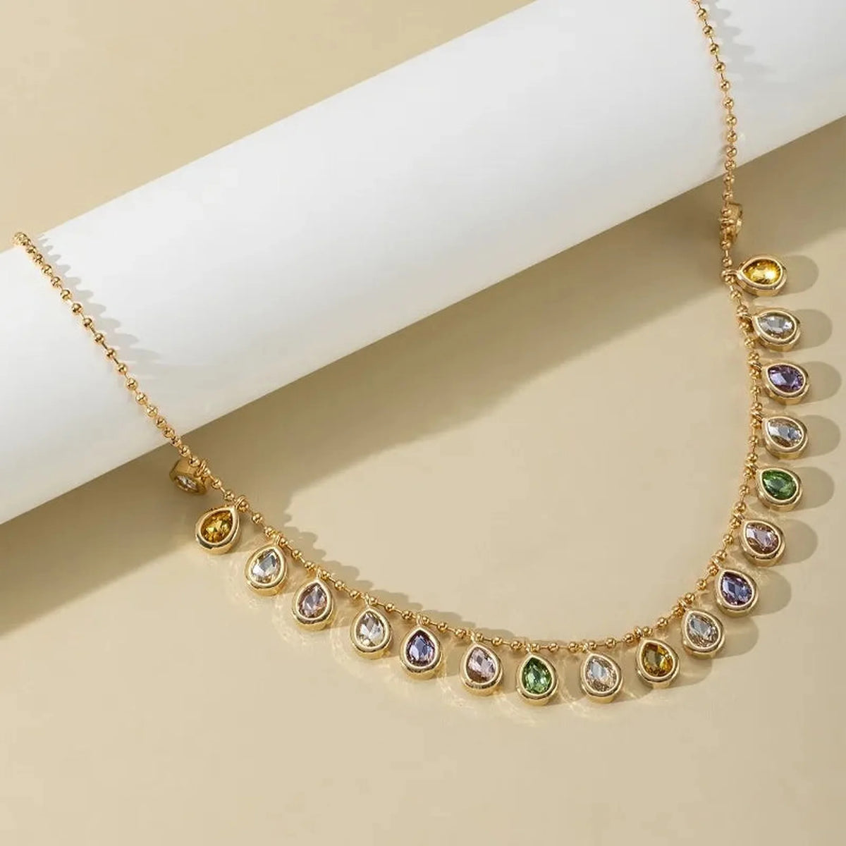 Multicolour Teardrop Crystal Necklace — lifestyle 03