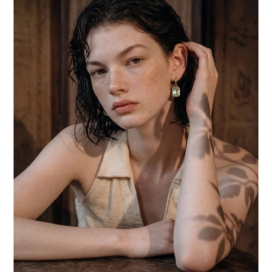 Crystal Drop Huggie Hoop Earrings — lifestyle 03