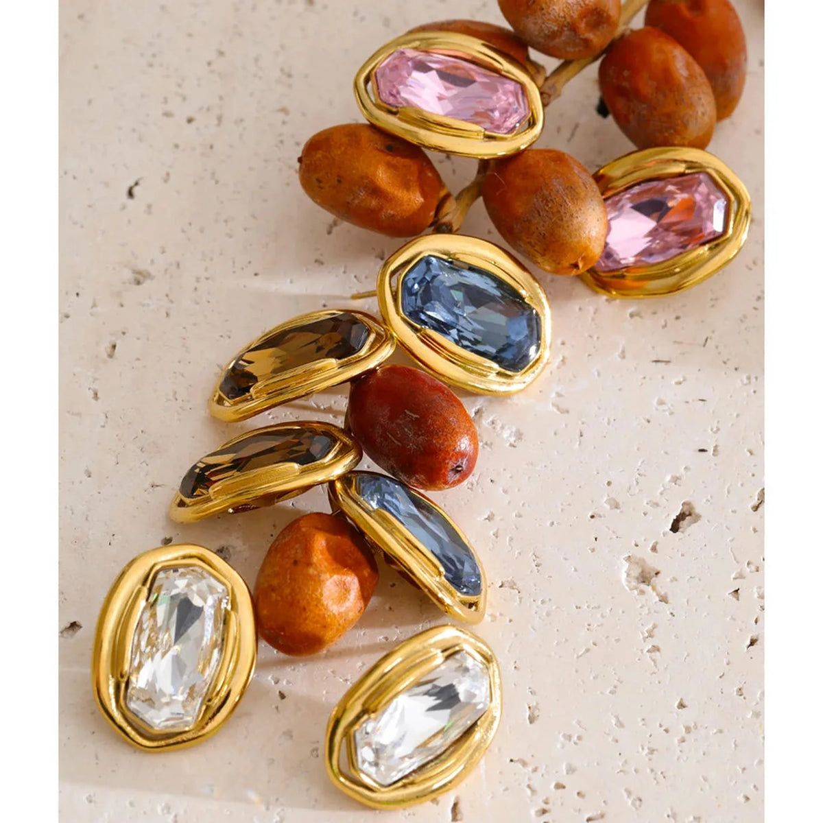Molten Bezel Crystal Stud Earrings — lifestyle 04
