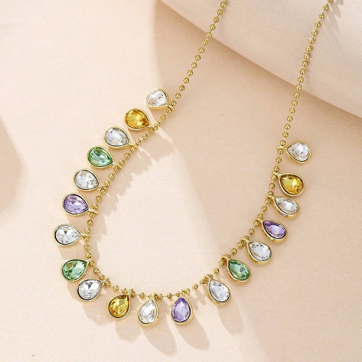Multicolour Teardrop Crystal Necklace — lifestyle 04