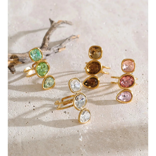 Three Stone Adjustable Crystal Ring — lifestyle 04