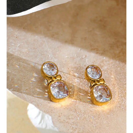 Double Crystal Stud Earrings — lifestyle 04