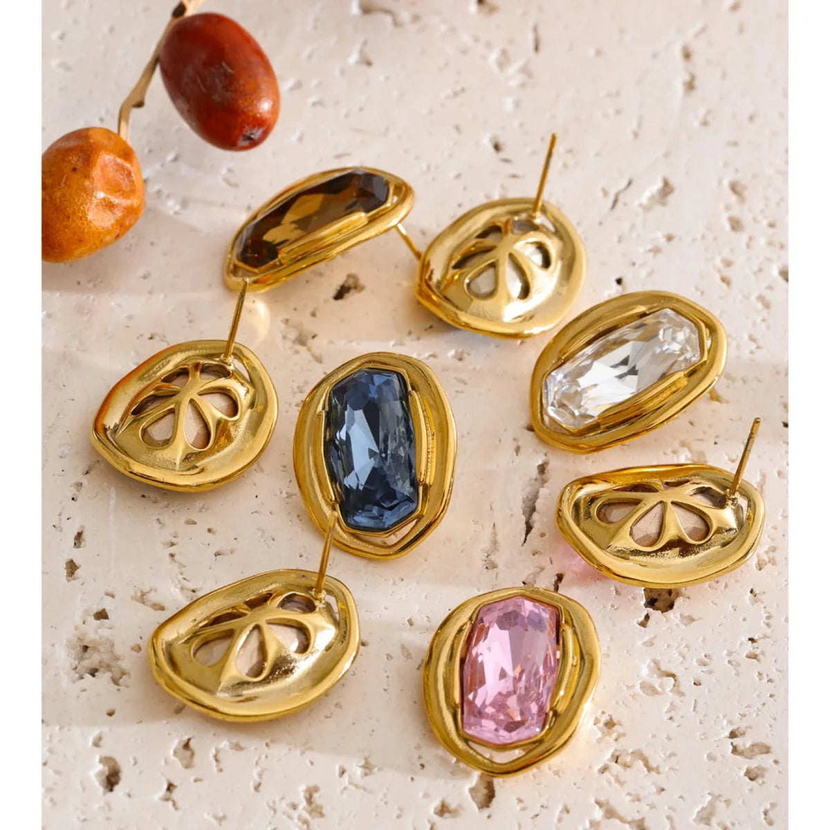 Molten Bezel Crystal Stud Earrings — lifestyle 05