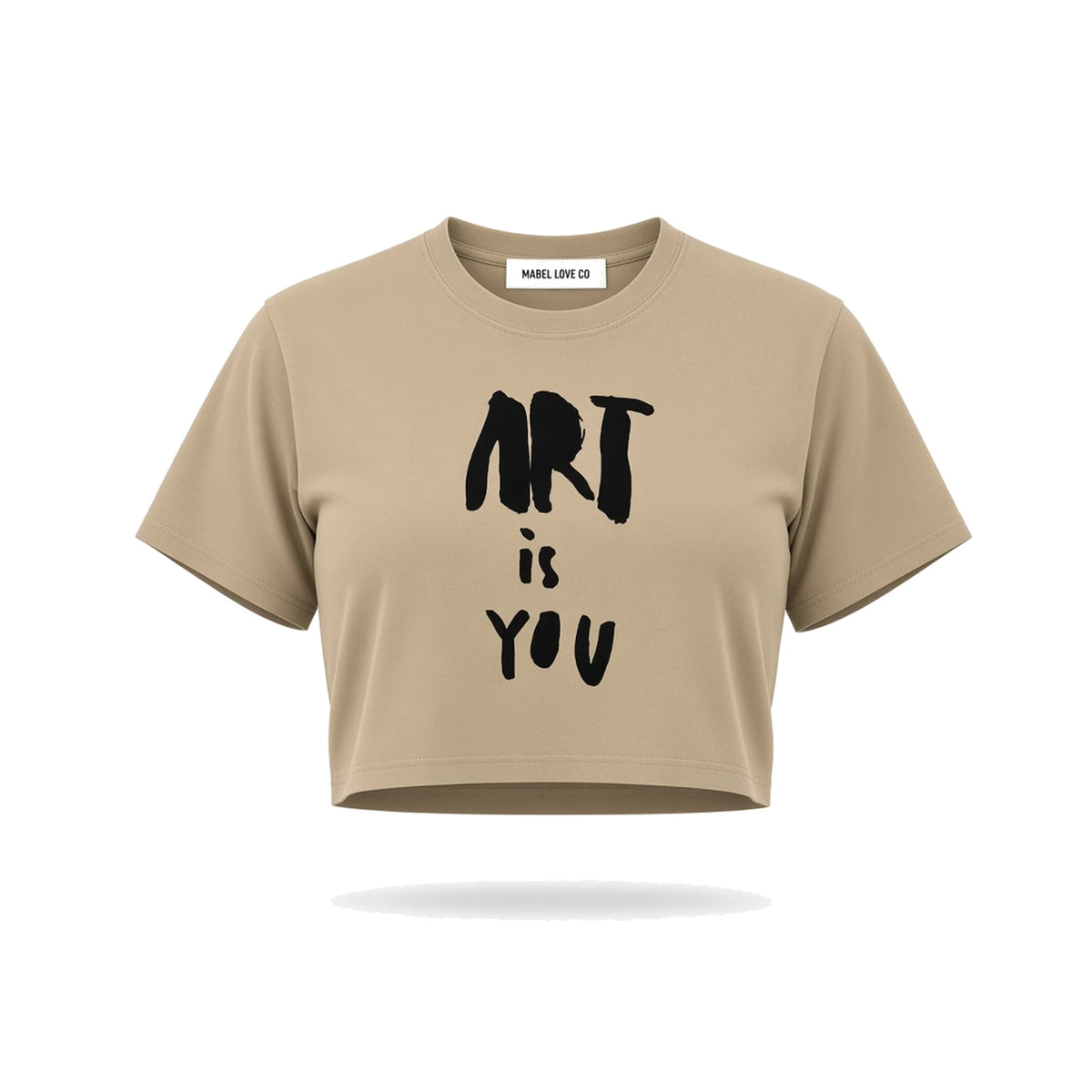 art is you Crop Top — Khaki ghost front