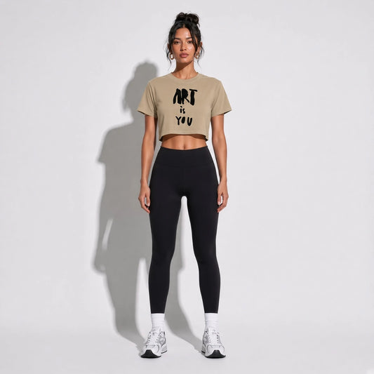 art is you Crop Top — Khaki front