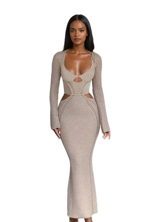 Knit Long Sleeve Bodycon Maxi Dress - Mabel Love Co - Dresses