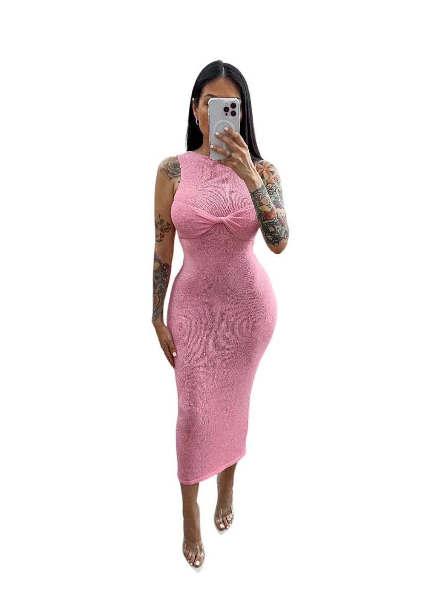 Knitted Round Neck Ruched Maxi Dress | Mabel Love Co Knitted Maxi Dress Knitted Round Neck Ruched Maxi Dress | Mabel Love Co Knitted Maxi Dress