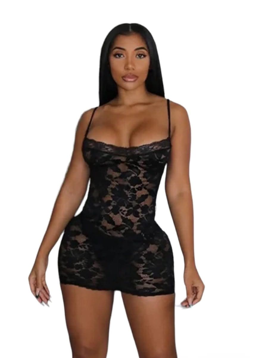 Lace See through Dress Black / L Lace See through Dress Black / L
