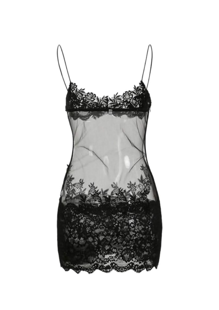 Lace See-Through Mini Dress Lace See-Through Mini Dress