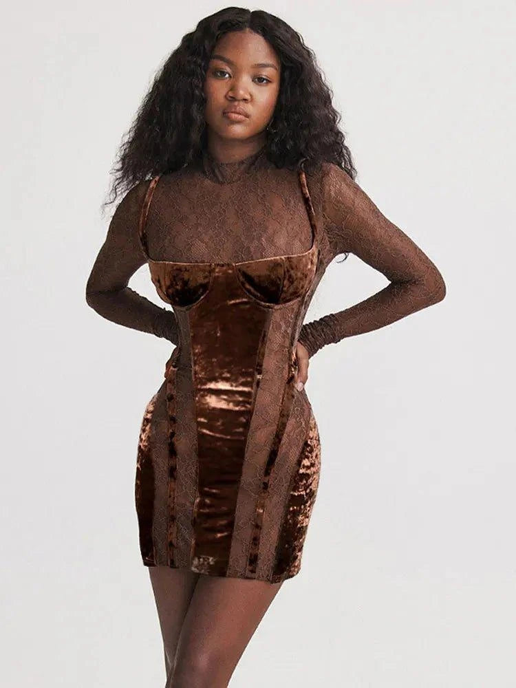 Lace Velvet Mini Dress | Mabel Love Boutique Mabel Love Co Lace Velvet Mini Dress | Mabel Love Boutique Mabel Love Co