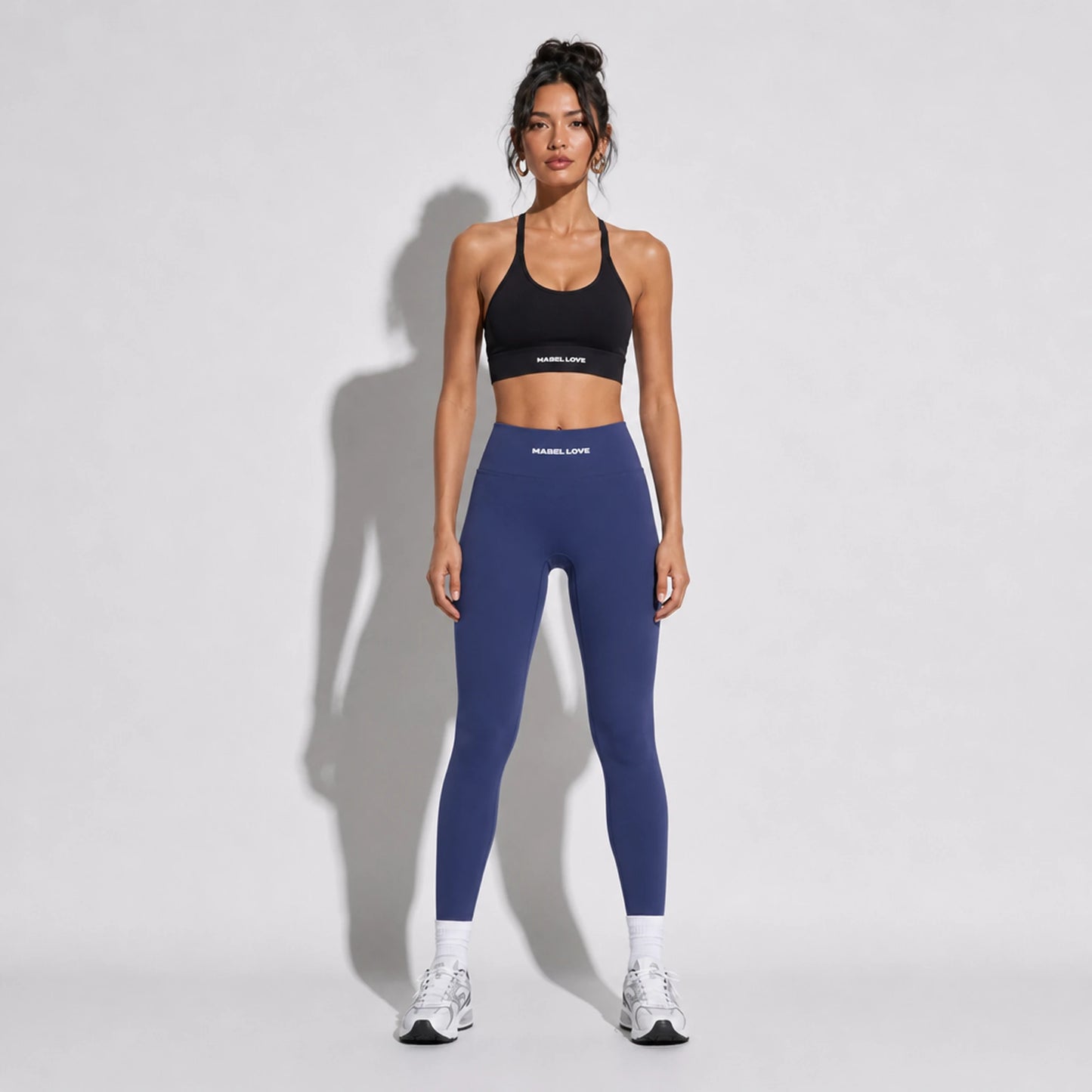 Set — Infinity bra + High-Waisted Yoga Leggings Lake Blue front on-model 2048