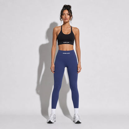 Set — Infinity bra + High-Waisted Yoga Leggings Lake Blue front on-model 2048