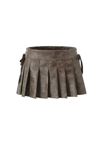 Leather Pleated Mini Skirt