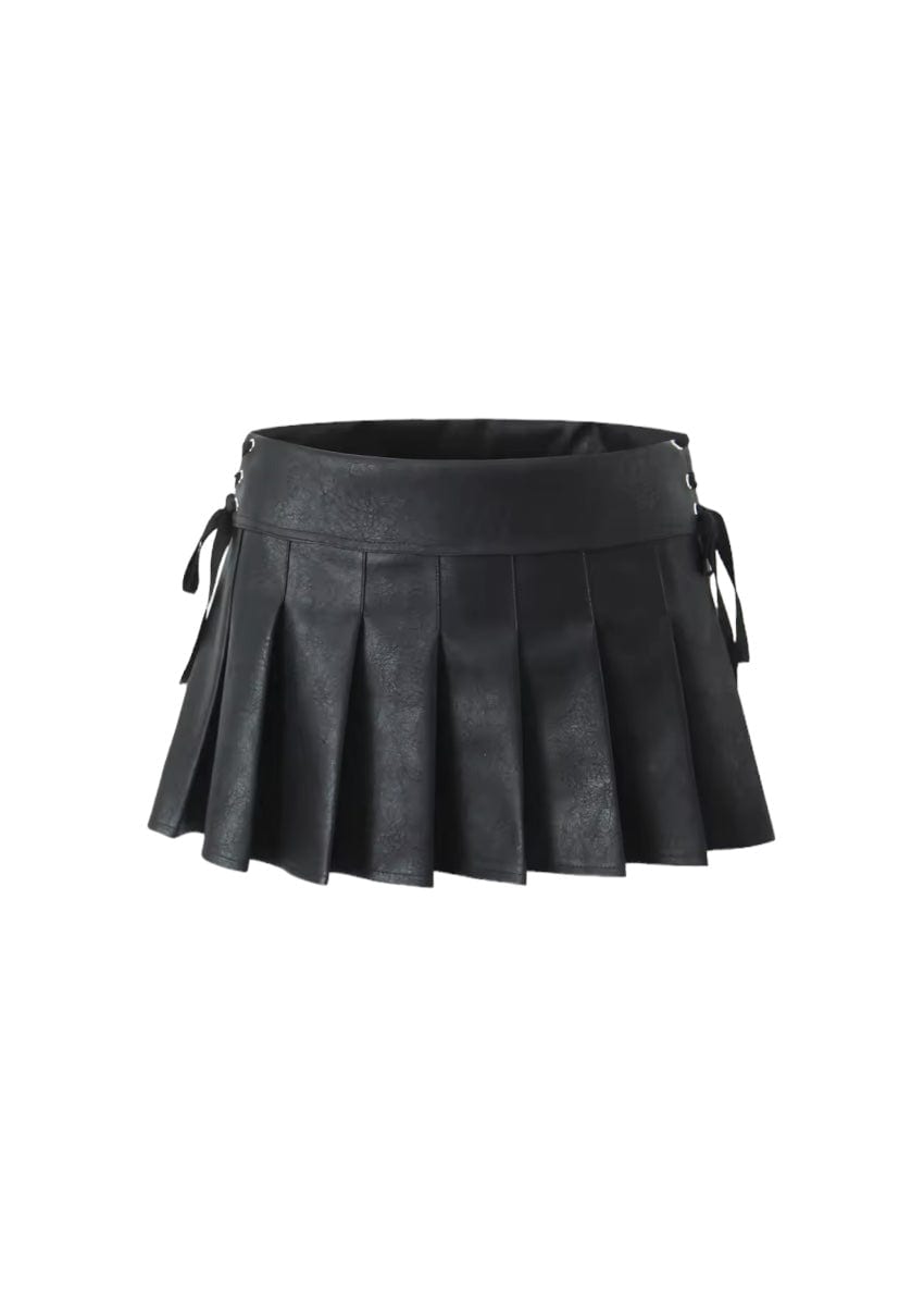 Leather Pleated Mini Skirt