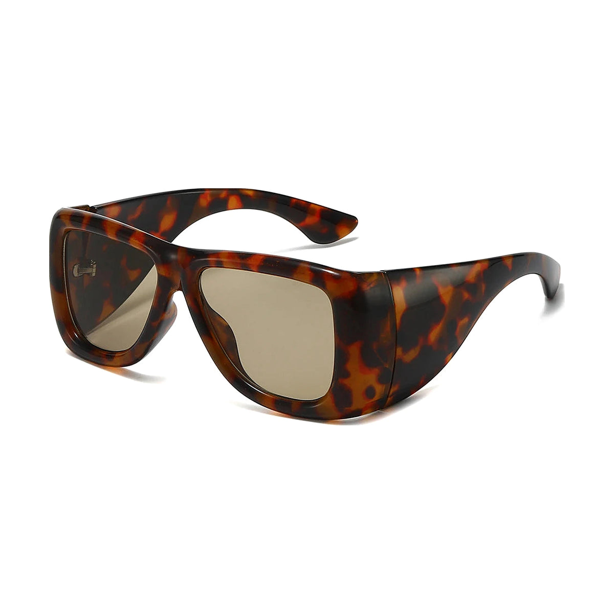 Bold Wrap Aviator Sunglasses — leopard champagne front