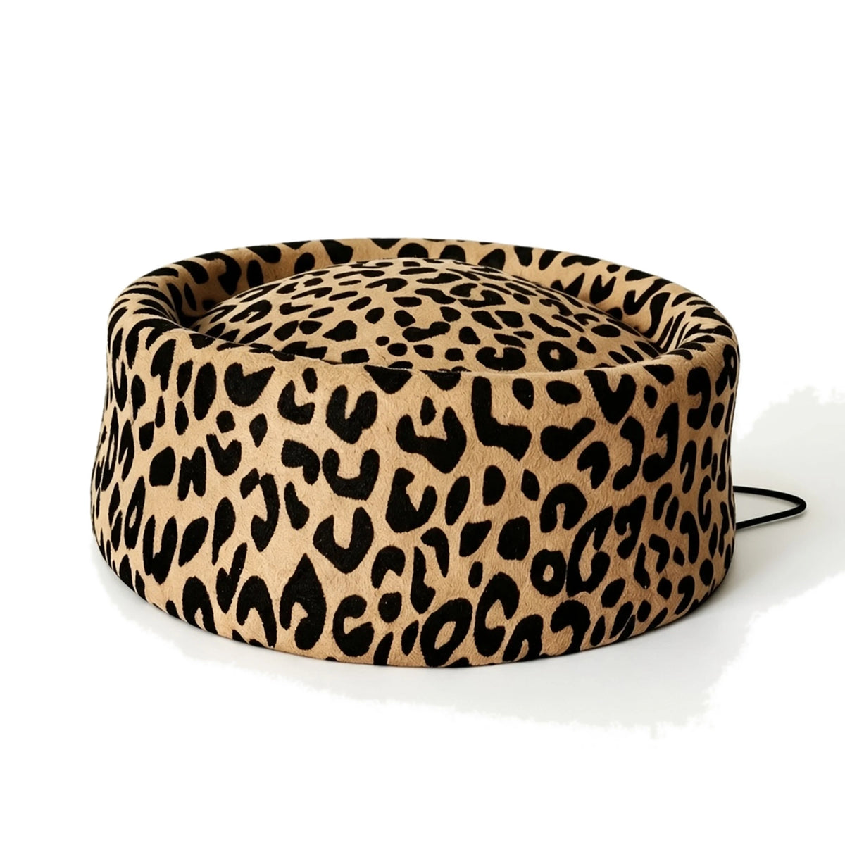 Leopard Print Felt Beret — front