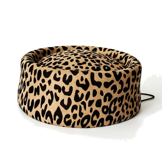 Leopard Print Felt Beret — front