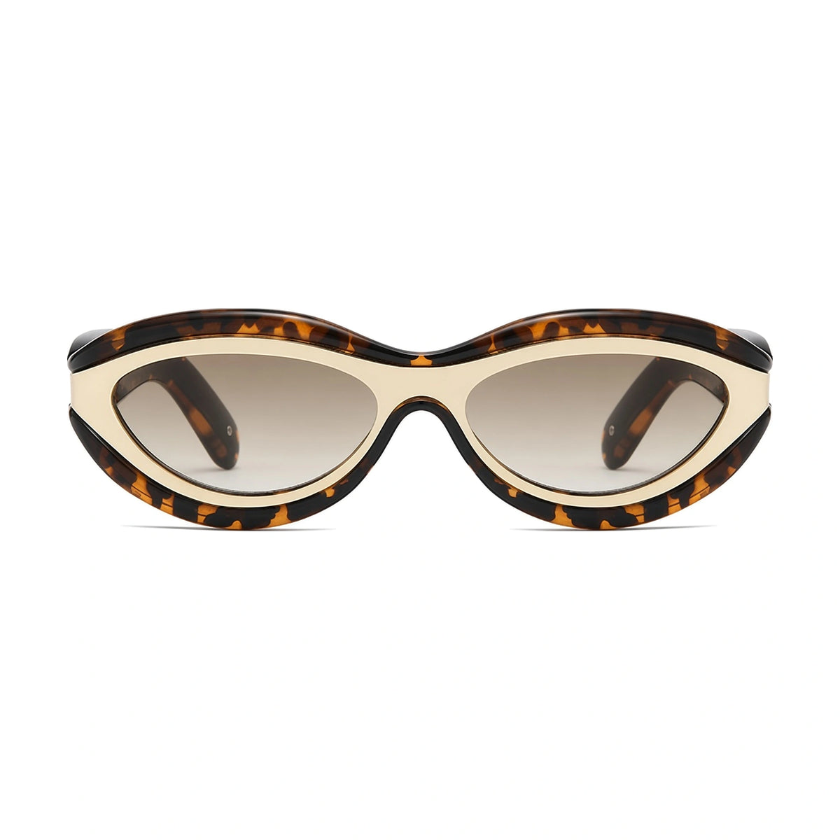 Layered Oval Cat Eye Sunglasses — leopard front