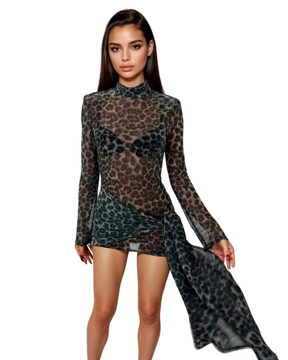 Leopard Print Mini Dress - Sexy Clubwear