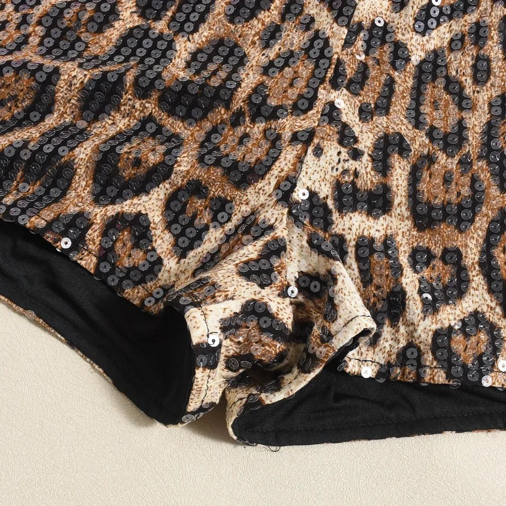 Close - up image of Leopard Sequin Shorts