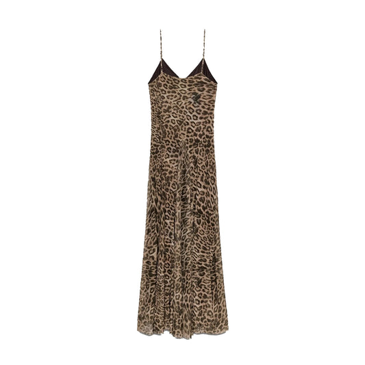 Leopard Print V-Neck Maxi Dress — ghost back