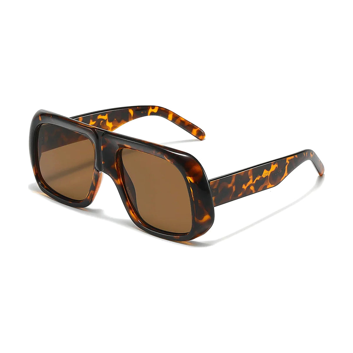 Oversized Square Frame Sunglasses — leopard tea front