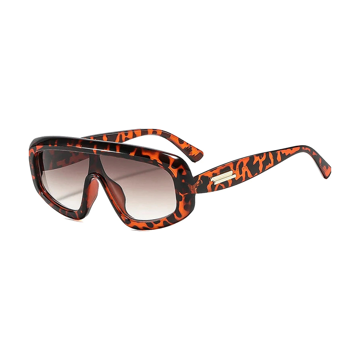 Oversized Pilot Sunglasses — leopard tea gradient front