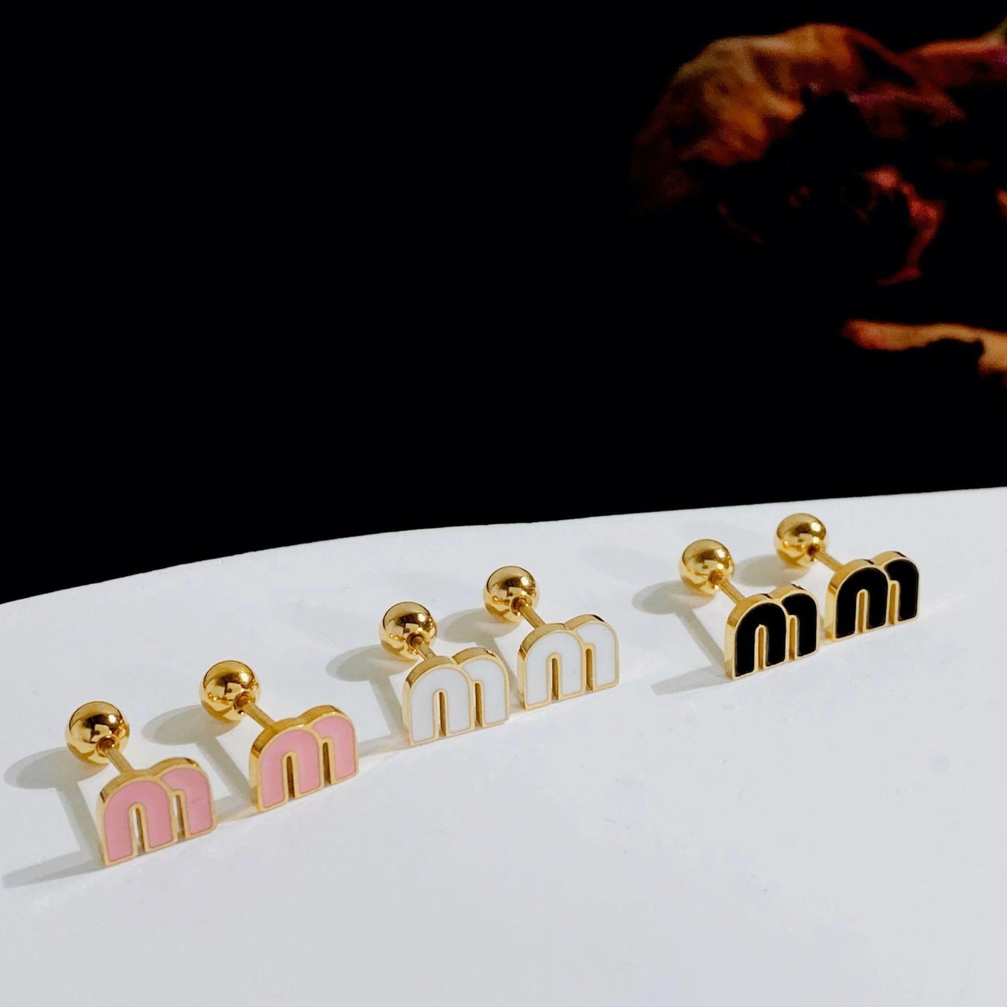 Letter M Charm Stainless Steel Earrings