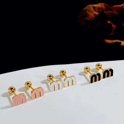 Letter M Charm Stainless Steel Earrings