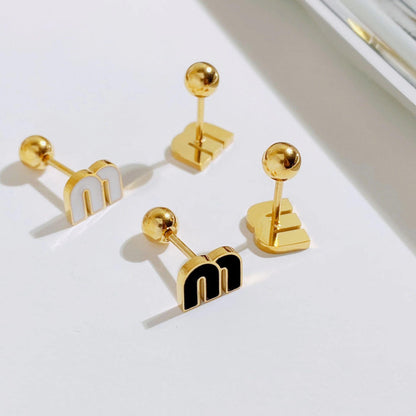 Letter M Charm Stainless Steel Earrings