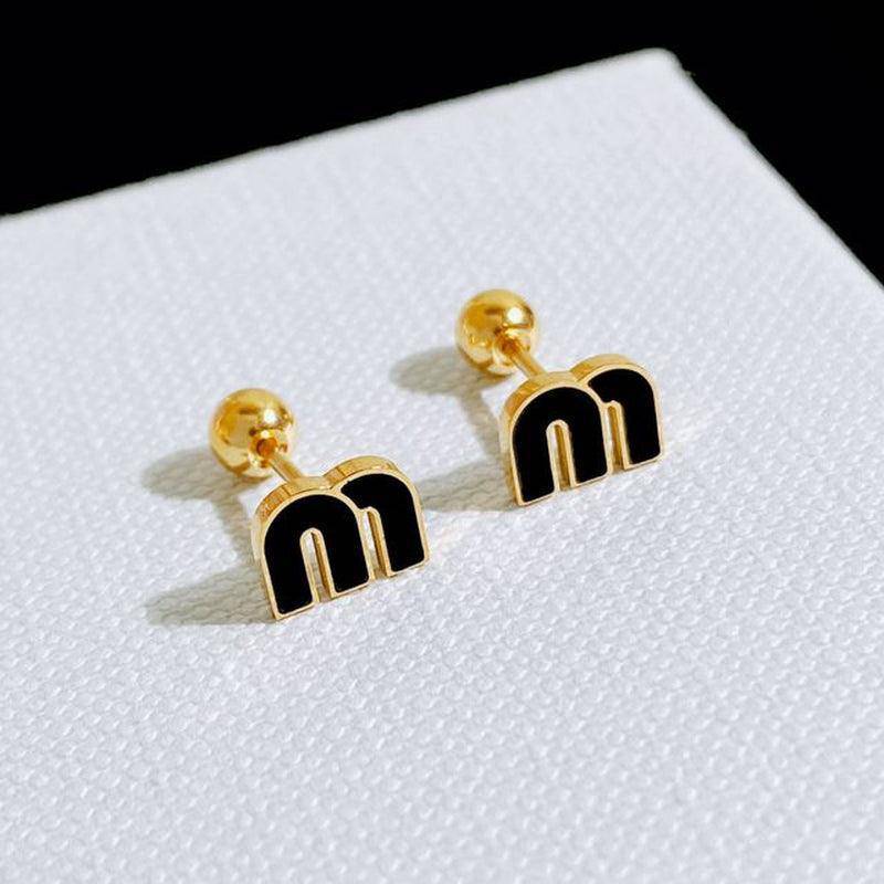 Letter M Charm Stainless Steel Earrings