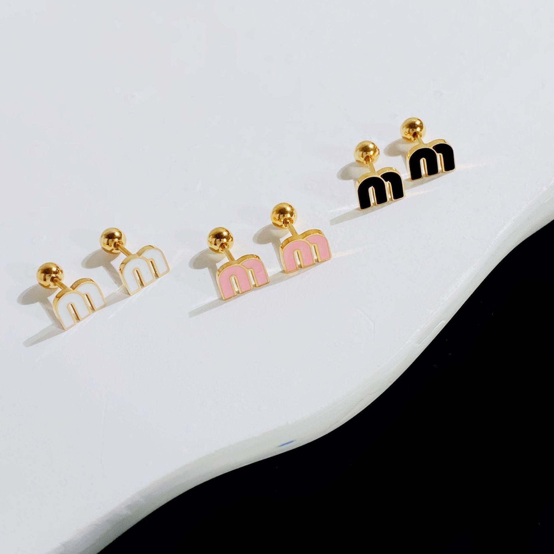 Letter M Charm Stainless Steel Earrings