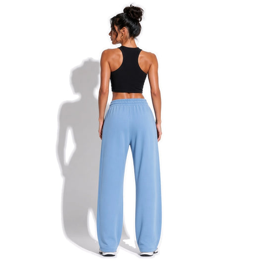 Barrel Leg Fleece Sweatpants — light blue back